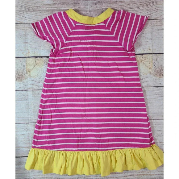 Hanna Andersson Girl's Dress Size 110 5 US Pink White Striped Cap Sleeve - Picture 2 of 4